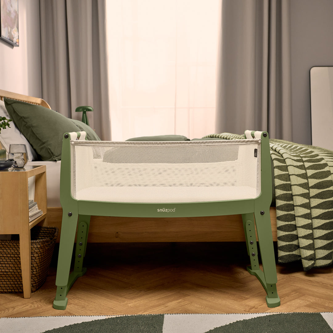 SnuzPod Studio Bedside Crib with mattress - Tokyo Matcha