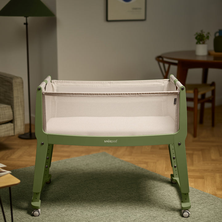 SnuzPod Studio Bedside Crib with mattress - Tokyo Matcha