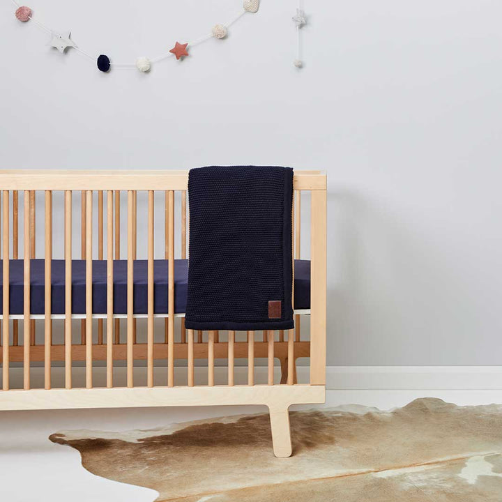 Little Green Sheep Organic Knitted Blanket - Midnight