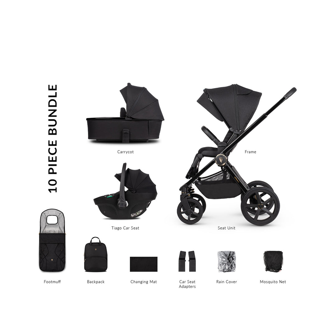 Venicci Tinum Upline 3in1 plus Base All Black – Baby Nest