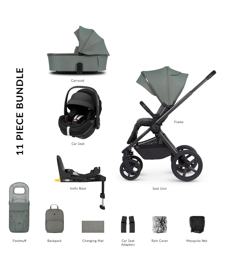 Venicci Tinum Upline 2 Maxi-Cosi Pebble Pro2 Bundle - Aloe