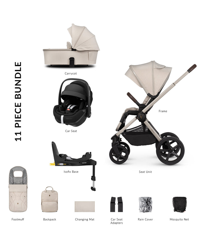 Venicci Tinum Upline 2 Maxi-Cosi Pebble Pro2 Bundle - Stone Beige