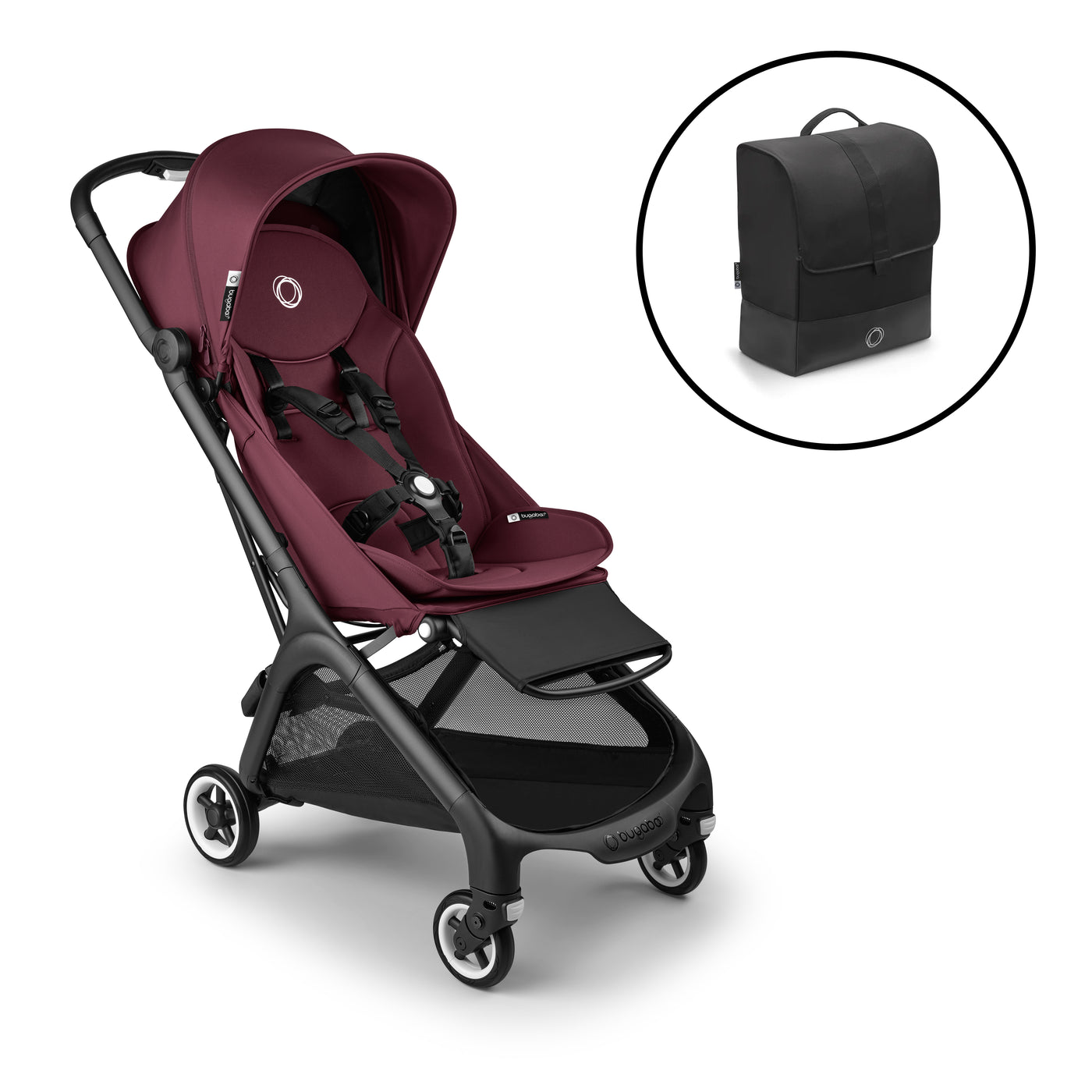 Bugaboo Butterfly Pushchair & Free Butterfly Transport Bag - Black/Dark Cherry