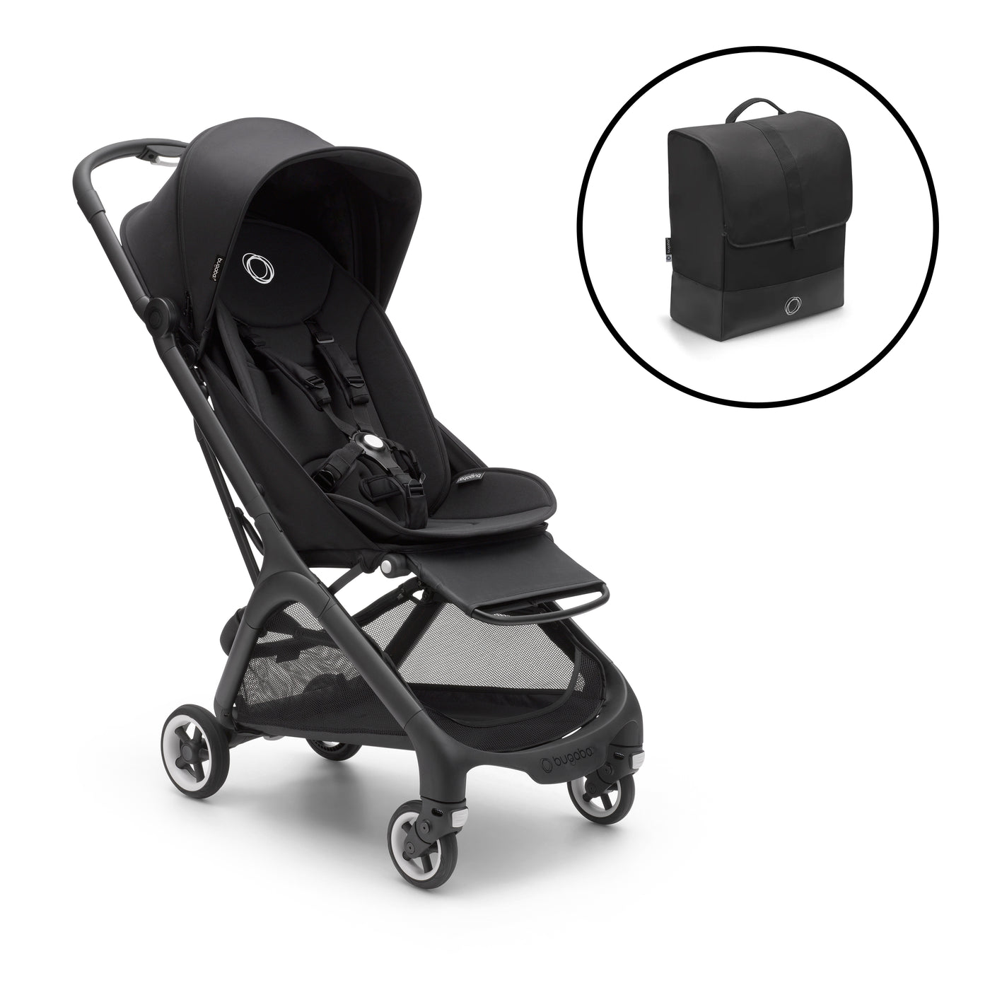 Bugaboo Butterfly Pushchair & Free Butterfly Transport Bag - Black/Midnight Black