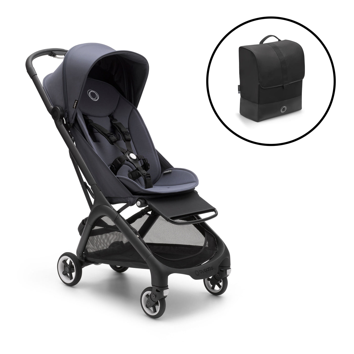 Bugaboo Butterfly Pushchair & Free Butterfly Transport Bag- Black/Stormy Blue