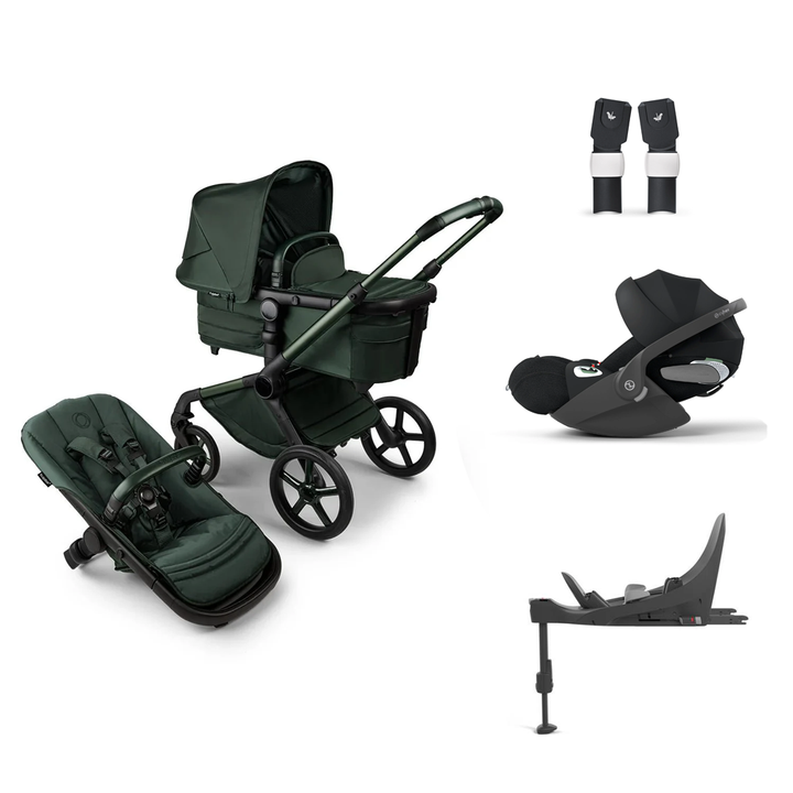 Bugaboo Fox 5 Complete Noir Limited Editon Cloud T Plus Travel Sytem Bundle - Midnight Green