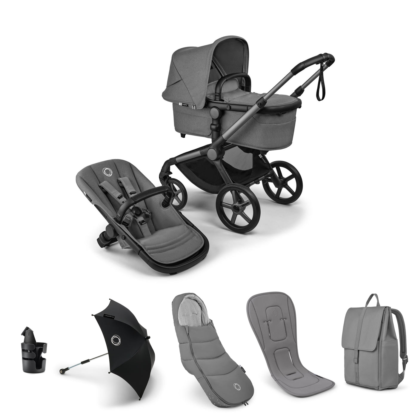 Bugaboo Fox 5 Renew Complete Pushchair Bundle - Graphite/Moon-Grey