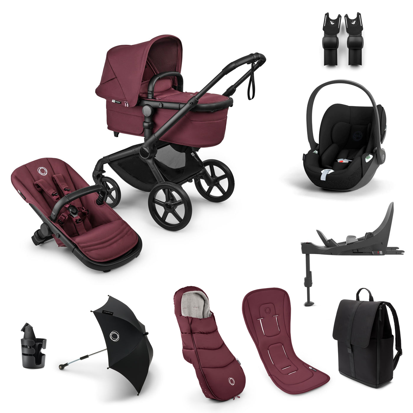 Bugaboo Fox 5 Renew Ultimate Cloud T Bundle  - Black/Dark Cherry