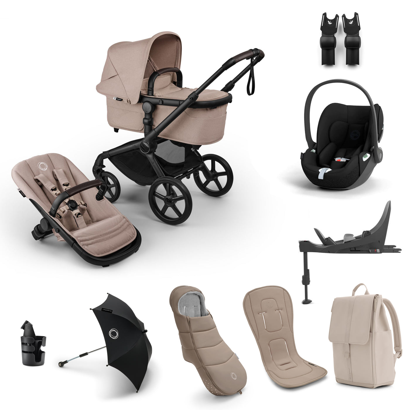 Bugaboo Fox 5 Renew Ultimate Cloud T Bundle  - Black/Desert Taupe Melange