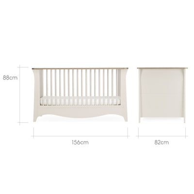 Clara 2pc Set 3 Drawer Dresser & Cot Bed  - Cashmere/Ash