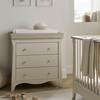 Clara 2pc Set 3 Drawer Dresser & Cot Bed  - Cashmere/Ash