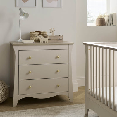 Clara 2pc Set 3 Drawer Dresser & Cot Bed  - Cashmere/Ash