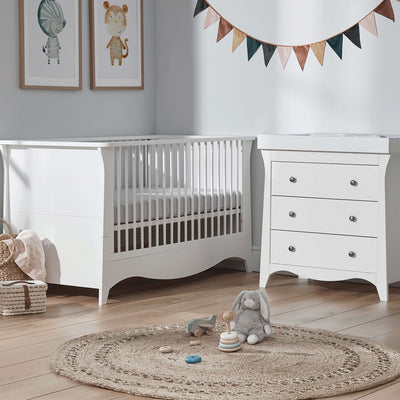 Clara 2pc Set 3 Drawer Dresser & Cot Bed  - White