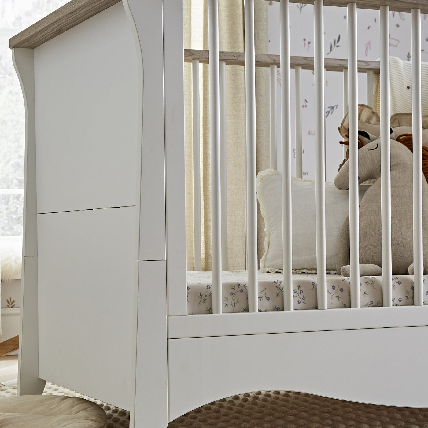 Clara 2pc Set 3 Drawer Dresser & Cot Bed  - White/Ash