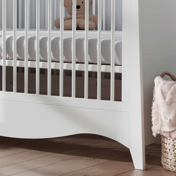 CuddleCo Clara 3pc Set 3 Drawer Dresser, Cot Bed & Wardrobe - White