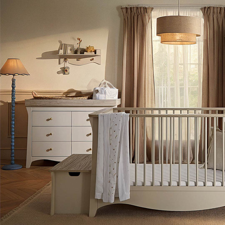 CuddleCo Clara Luxe 2pc Set 3 Drawer Dresser & Cot Bed  - Cashmere/Ash