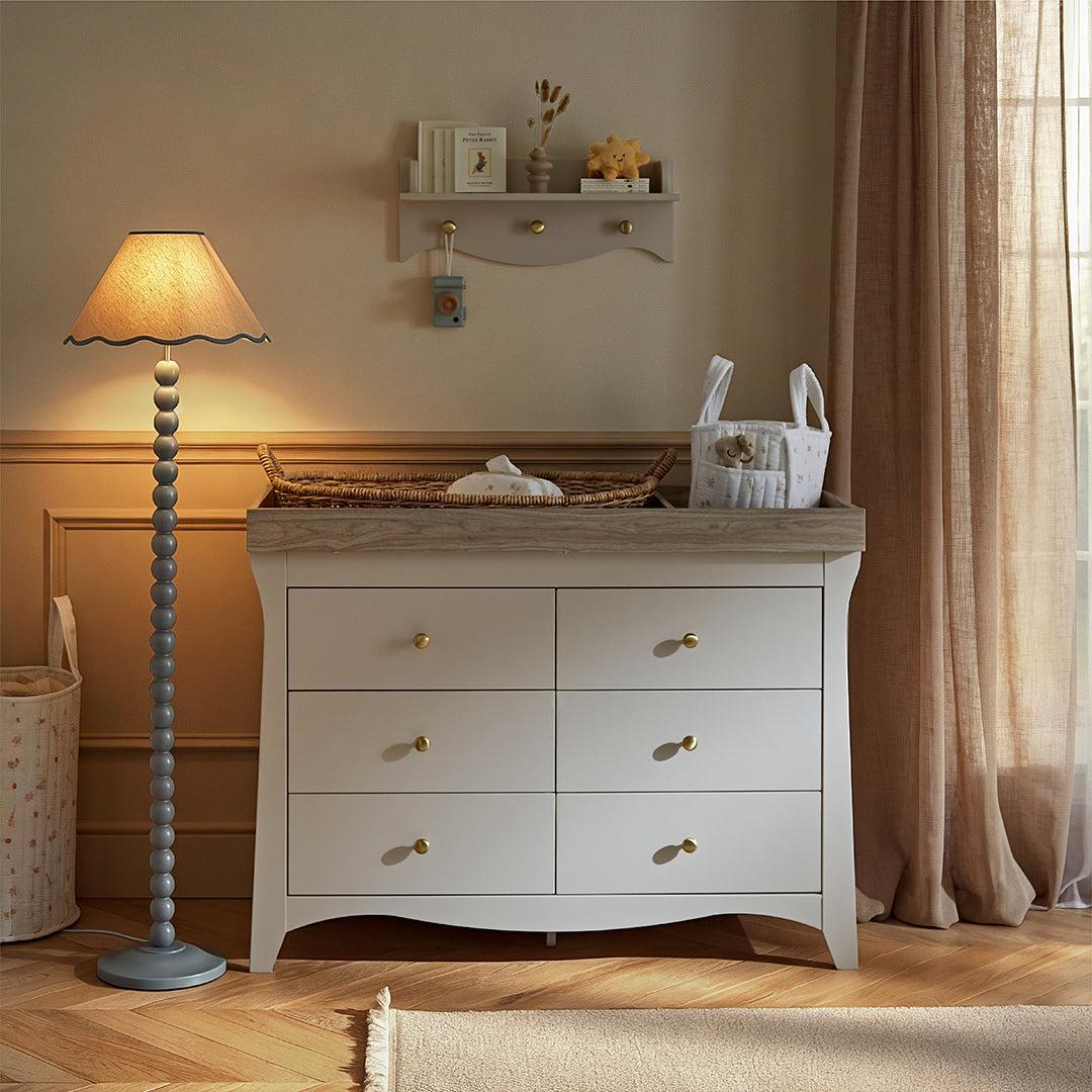 CuddleCo Clara Luxe 3pc Set 3 Drawer Dresser, Cot Bed & Wardrobe - Cashmere Ash