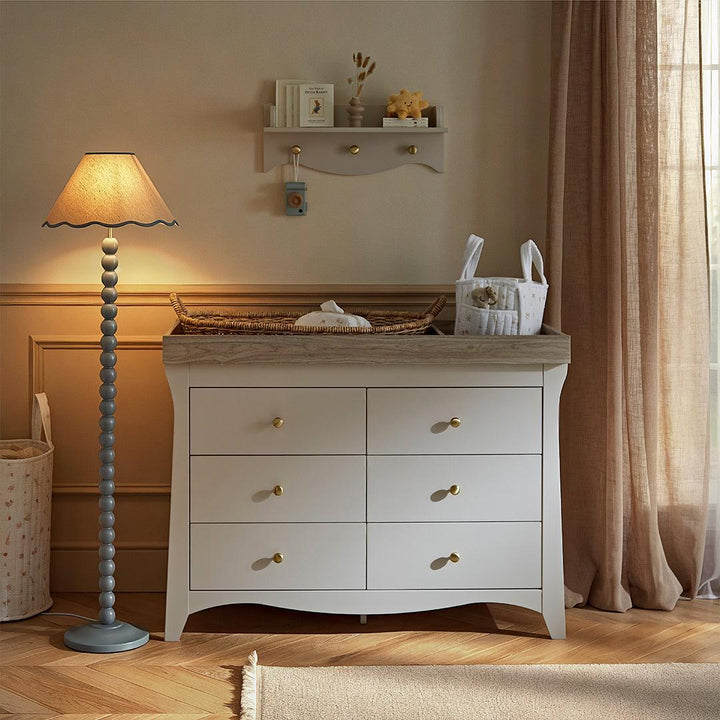 CuddleCo Clara Luxe 3pc Set 3 Drawer Dresser, Cot Bed & Wardrobe - Cashmere Ash