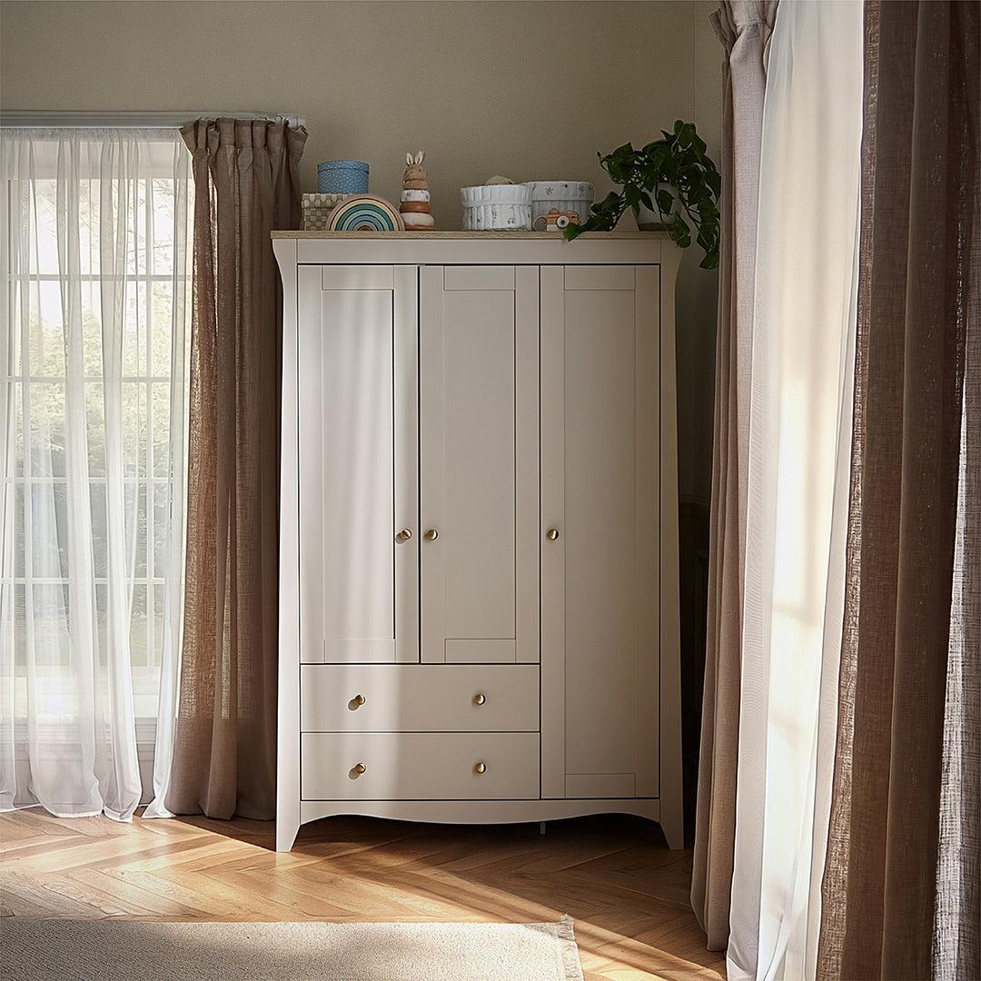 CuddleCo Clara Luxe 3pc Set 3 Drawer Dresser, Cot Bed & Wardrobe - Cashmere Ash