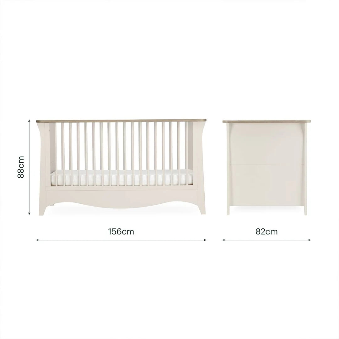 CuddleCo Clara Luxe 3pc Set 3 Drawer Dresser, Cot Bed & Wardrobe - Cashmere Ash
