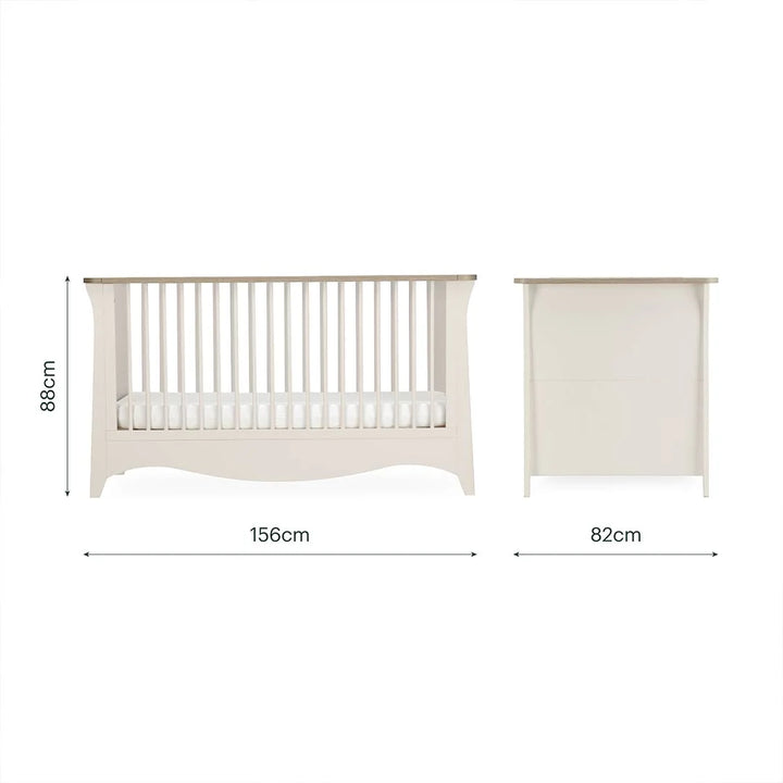 CuddleCo Clara Luxe 3pc Set 3 Drawer Dresser, Cot Bed & Wardrobe - Cashmere Ash