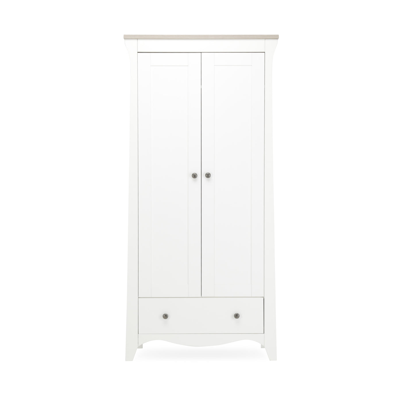 CuddleCo Clara 2 Door Double Wardrobe - White/Ash