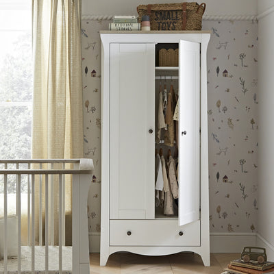 CuddleCo Clara 2 Door Double Wardrobe - White/Ash