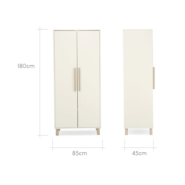 CuddleCo Harper 3pc Set 3 Cot Bed, Dresser Changer & Wardrobe - Cream & Ash