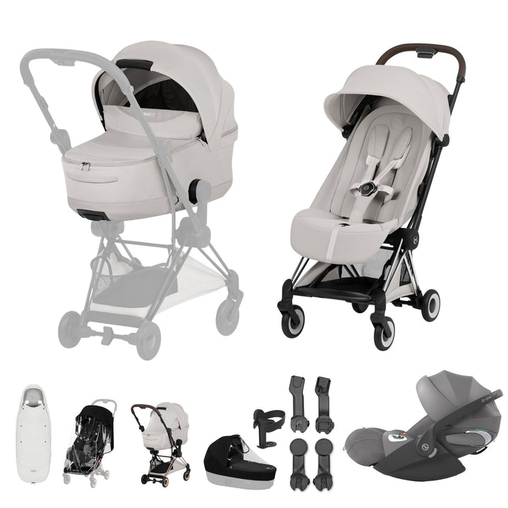 Cybex COYA Style Ultimate Accessory Bundle - City Grey & Chrome Brown Frame