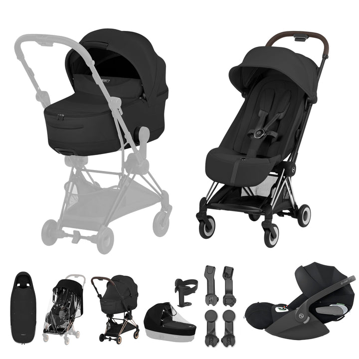 Cybex COYA Style Ultimate Accessory Bundle - Sepia Black & Chrome Brown Frame