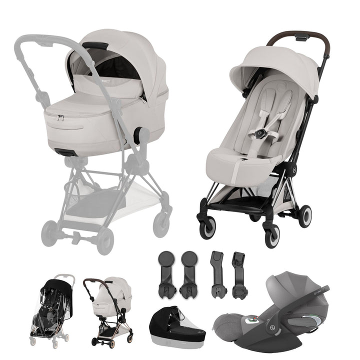Cybex COYA Style Ultimate Bundle - City Grey & Chrome Brown Frame