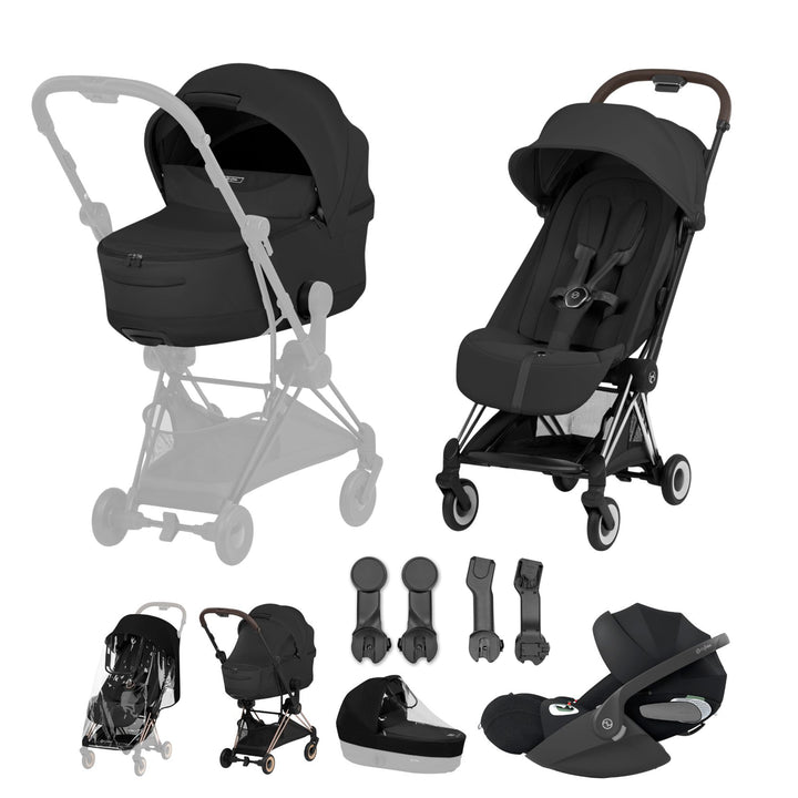 Cybex COYA Style Ultimate Bundle - Sepia Black & Chrome Brown Frame