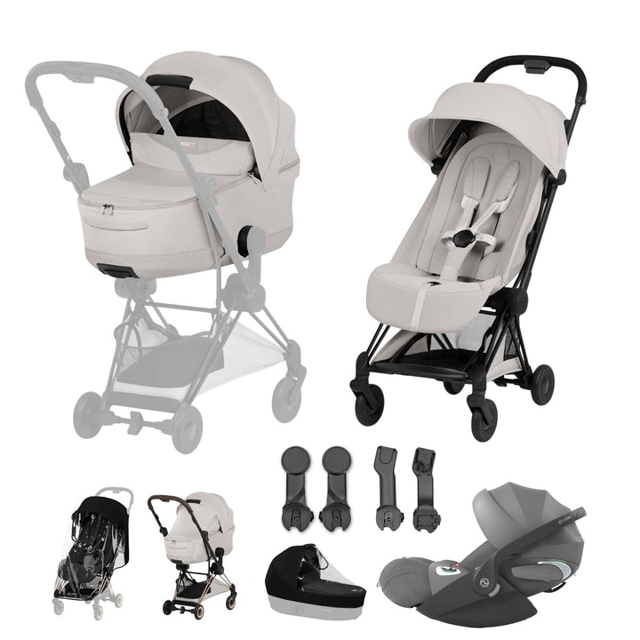 Cybex COYA Style Ultimate Accessory Bundle - City Grey & Matt Black Frame