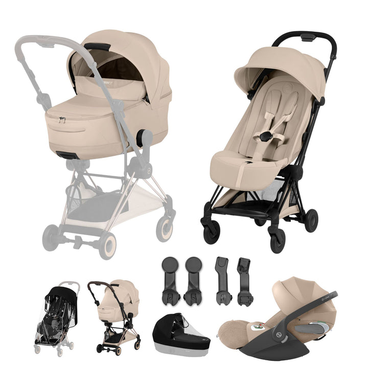 Cybex Coya Style Ultimate Bundle - Cozy Beige with Matt Black Frame