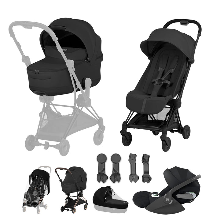 Cybex Coya Style Ultimate Bundle - Sepia Black with Matt Black Frame