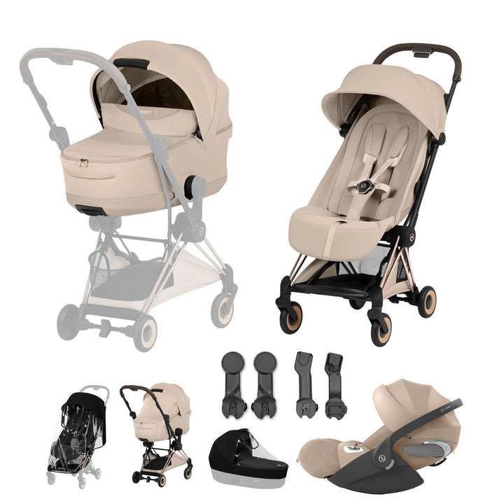 Cybex COYA Style Ultimate Bundle - Cozy Beige & Rose Gold Frame