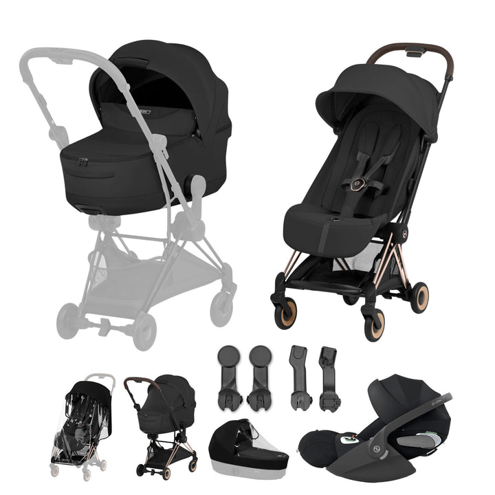 Cybex Coya Style Ultimate Bundle - Sepia Black with Rose Gold Frame