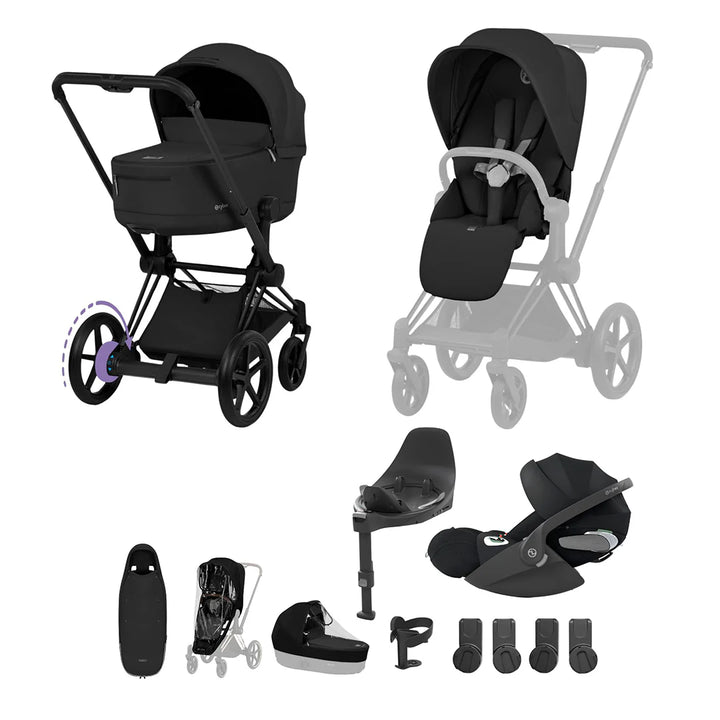 Cybex e-PRIAM Comfort Ultimate Accessory Bundle - Sepia Black & Matt Black Frame
