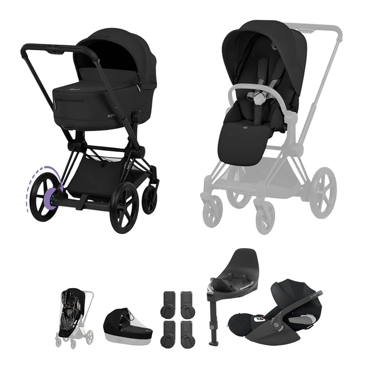Cybex e-PRIAM Comfort Ultimate Bundle - Sepia Black & Matt Black Frame