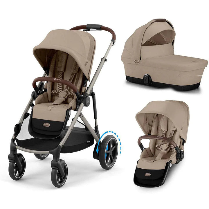 Cybex e-Gazelle S Double Pushchair - Almond Beige
