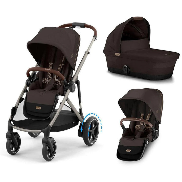 Cybex e-Gazelle S Double Pushchair - Chocolate Brown