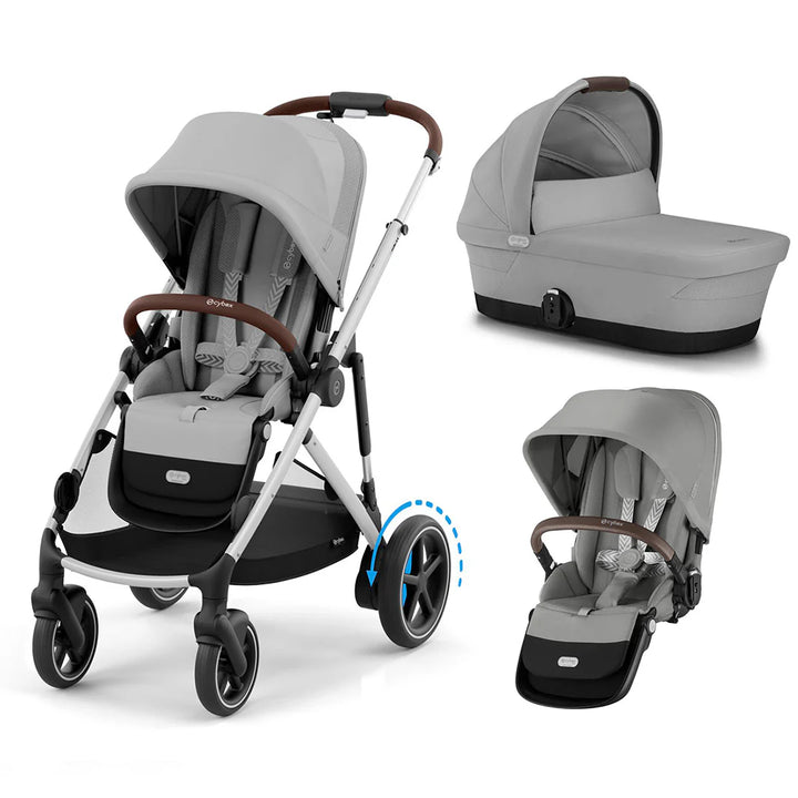 Cybex e-Gazelle S Double Pushchair - Stone Grey