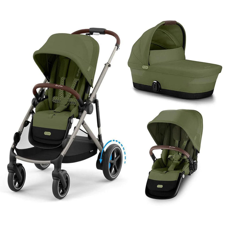Cybex e-Gazelle S Double Pushchair - Moss Green