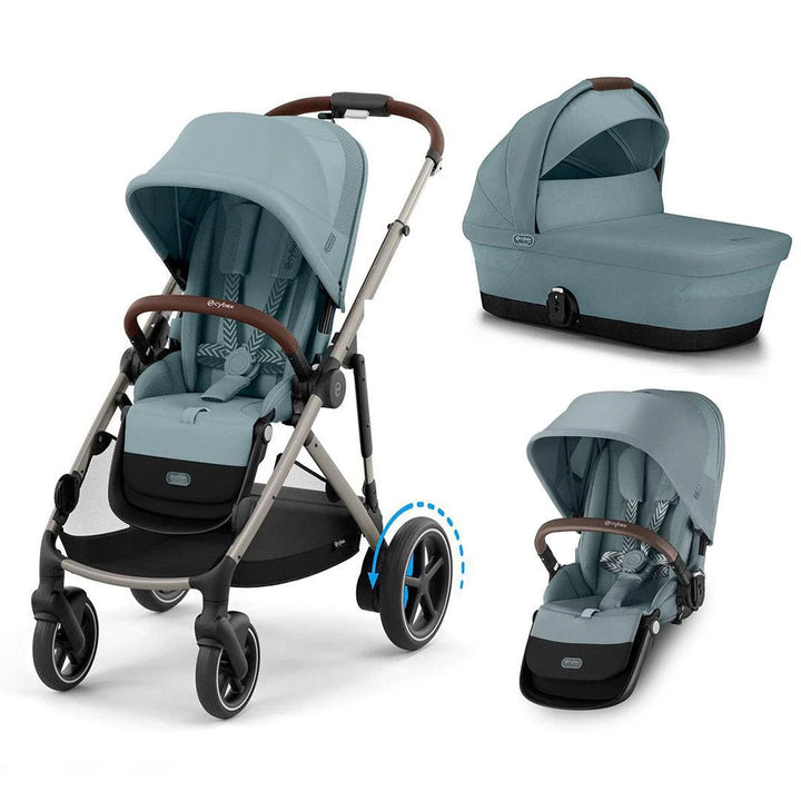 Cybex e-Gazelle S Double Pushchair - Stormy Blue