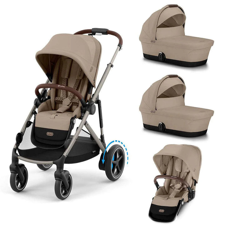 Cybex e-Gazelle S Twin Pushchair - Almond Beige