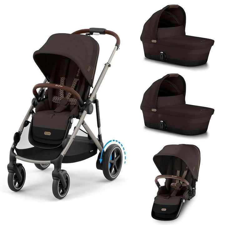 Cybex e-Gazelle S Twin Pushchair - Chocolate Brown