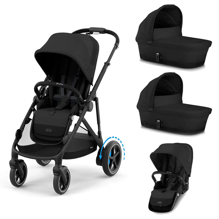 Cybex e-Gazelle S Twin Pushchair - Moon Black