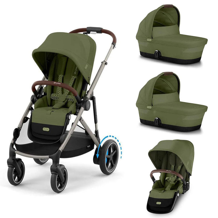 Cybex e-Gazelle S Twin Pushchair - Moss Green
