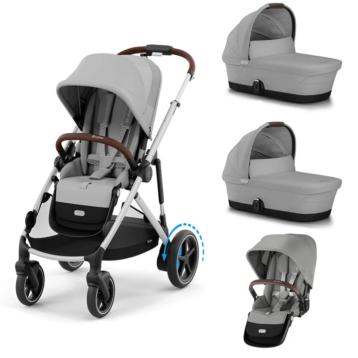 Cybex e-Gazelle S Twin Pushchair - Stone Grey
