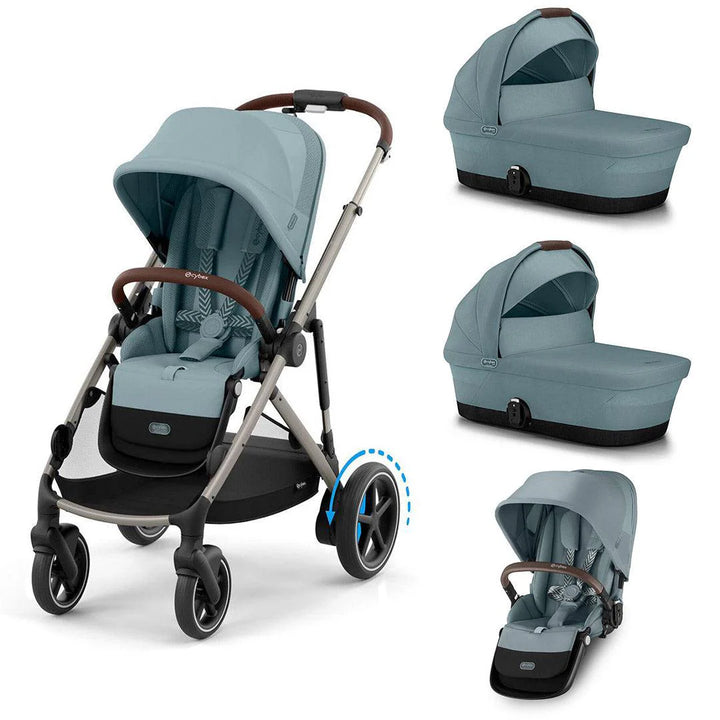 Cybex e-Gazelle S Twin Pushchair - Stormy Blue